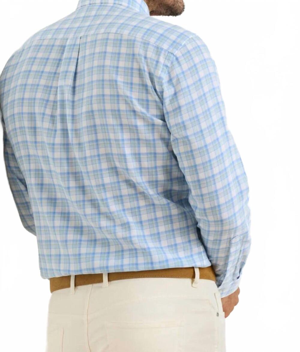NEW PETER MILLAR waterrock cotton lyocell sport shirt in stream blue